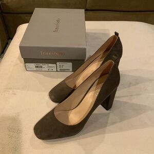 Franco Sarto Tan 8.5 Suede Block Heel Shoes Scandi Girl Normcore Office